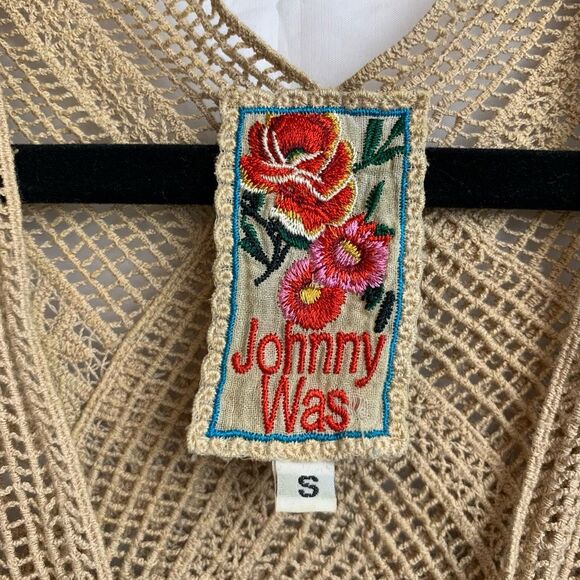 Johnny Was Boho Cream Lace Tiered Crochet Top Blouse Size Small - Picture 3 of 6